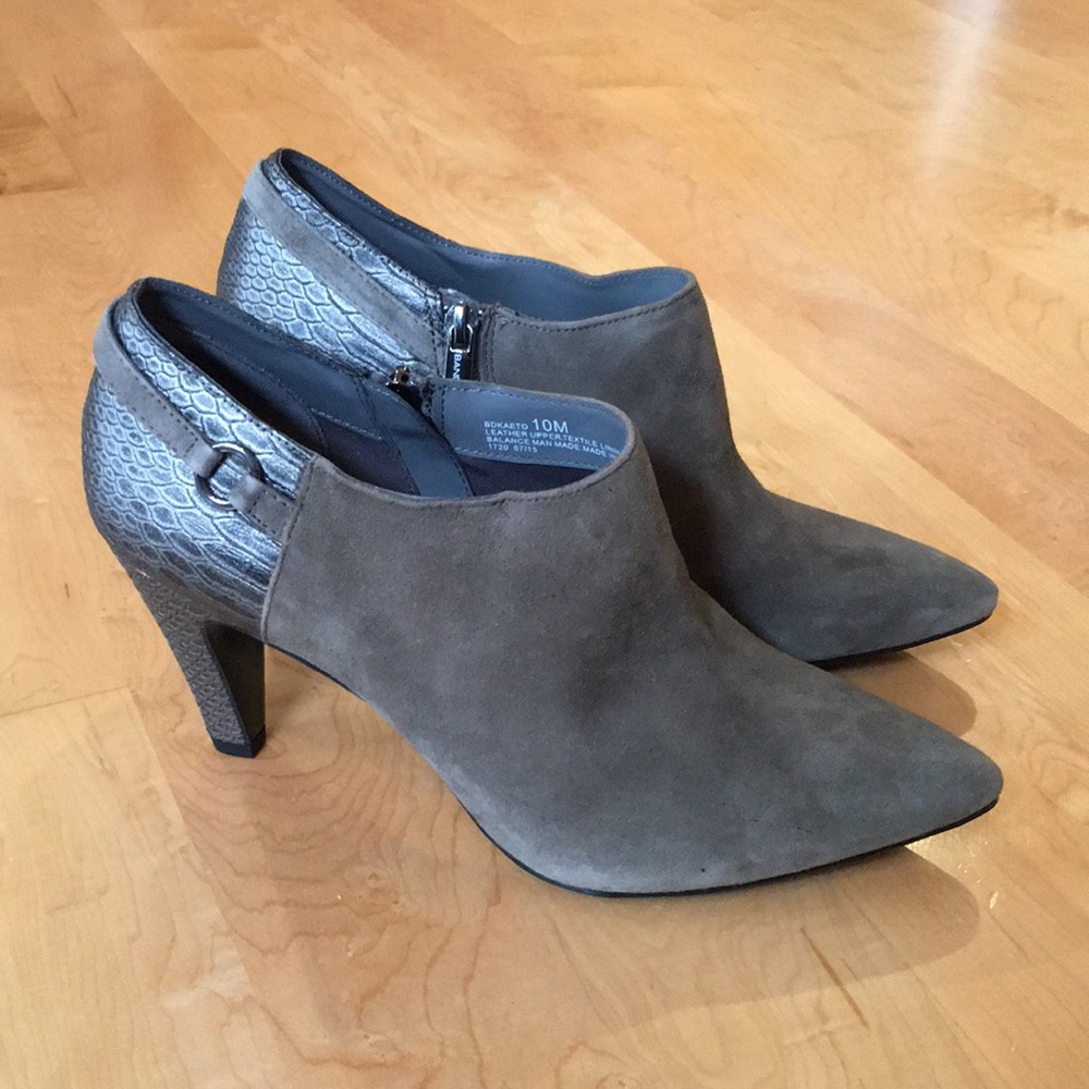 BANDOLINO Suede & Snake Embossed Leather Booties